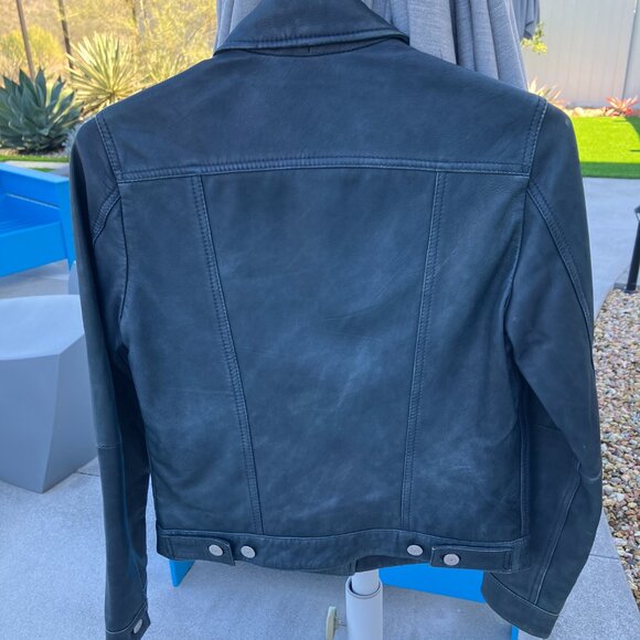 Levi's iconic supple leather trucker jacket in navy, size XS - Picture 3 of 9